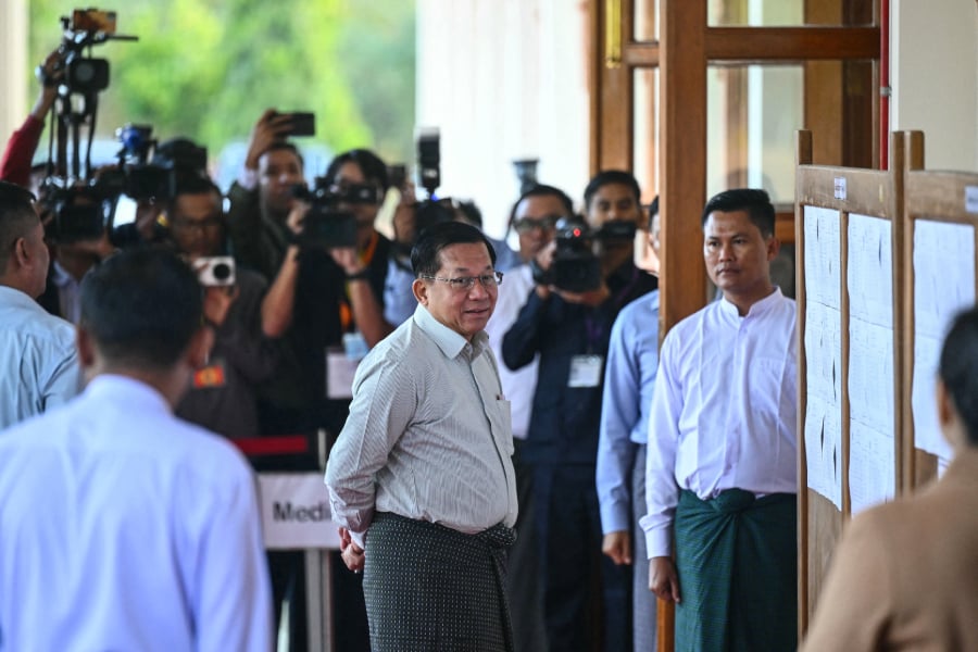 Myanmar junta chief visits Yangon polling stations as second phase of elections begins amid civil war